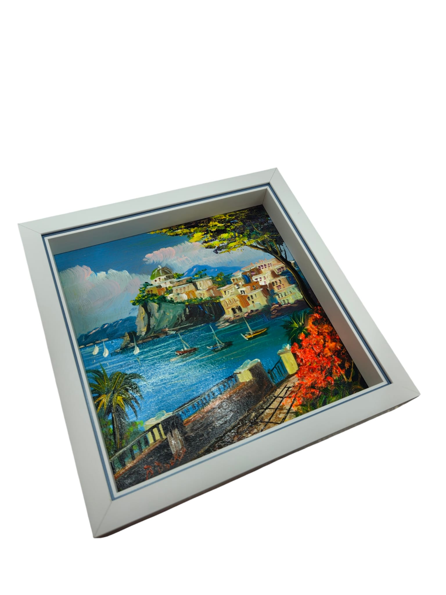 TChic Specialist Ischia openheart maschera OPENHEART: figura in ceramica incorniciata che racconta emozioni e storia. OPENHEART | Dipinto olio 20x20cm con cornice | Ceramica - immagine 3